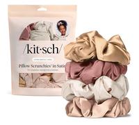 Kitsch Elastici per capelli in raso da donna, non danneggiano e non si piegano, accessori per capelli, perfetti per il giorno o la notte, regalo ideale per le donne, colore cipria, 4 pezzi