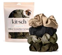 Kitsch Elastici per capelli in raso da donna, non danneggiano e non si piegano, accessori per capelli, perfetti per il giorno o la notte, regalo ideale per le donne, nero, 4 pezzi