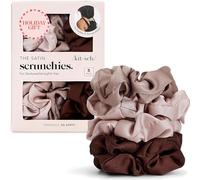 Kitsch Elastici per capelli in raso per donna - Elastici per capelli senza pieghe per ragazze | Elastici per tutti i tipi e le consistenze di capelli, perfetti per il giorno e la notte - 5 pezzi,Cameo