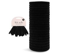 Kitsch Elastici per capelli da donna, colore nero, nessun danno, elastici per capelli neri per capelli, elastici per capelli da donna e coda di cavallo, elastici per capelli, piccoli elastici per