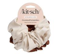 Kitsch Elastico per capelli oversize in raso riciclato, grandi elastici per capelli da donna, elastici per capelli ecologici e supporti per coda di cavallo, cammello e crema, set da 2 pezzi