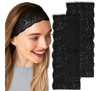 Kitsch Fasce per capelli in pizzo nero da donna antiscivolo - 2 pezzi