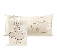 Kitsch Federa in raso con cerniera e Topolino Disney, più morbida della seta, federa rinfrescante per capelli e pelle, senza pieghe, lavabile in lavatrice, king size, 48 x 91 cm