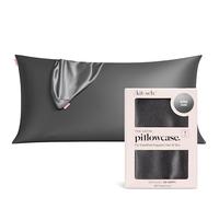 Kitsch Federa in raso con cerniera, per capelli e pelle, più morbida della seta, senza pieghe, liscia e rinfrescante, queen/king size 48,3 x 91,4 cm, antracite