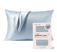 Kitsch Federa in raso con cerniera, più morbida delle federe in vera seta, dimensioni standard, 48 x 66 cm, traspirante, liscia, rinfrescante, per capelli, 600 fili (blu nebbia, Queen, 1 pezzo)