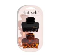 Kitsch Fermagli medi da donna, forte tenuta ed elegante design lucido gonfio accessori per capelli | Ideale per ragazze e donne con capelli spessi e sottili, mezze o completi - Set da 2 pezzi, nero e