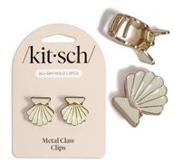 Kitsch Fermagli per capelli a conchiglia - Mollette per capelli ispirate alla spiaggia, accessori per capelli in metallo resistente per tutto il giorno, da donna, elegante finitura oro e crema perlato