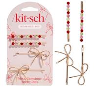 Kitsch Fermagli per capelli da donna con fiocco in metallo e pietre preziose, eleganti forcine per capelli per tutti i tipi di capelli, impugnatura antiscivolo per una presa sicura, accessori