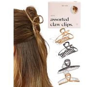 Kitsch Fermagli per capelli in metallo da donna, resistenti ed eleganti, perfetti per l'uso quotidiano e occasioni speciali, oro ed ematite, 4 pezzi
