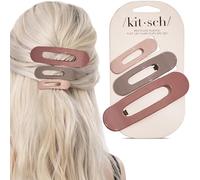 Kitsch Fermagli piatti da donna, presa forte, design confortevole, plastica resistente, finitura lucida, clip per capelli piatti eleganti da donna, per tutti i tipi di capelli, terracotta, 3 pezzi
