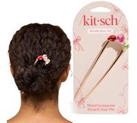 Kitsch Forcina per capelli francese da donna, accessori per capelli dorati con accenti di pietre preziose, bacchetta per capelli in metallo leggero per aggiornamenti, twist e chignon senza sforzo