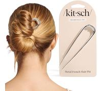 Kitsch Forcine per capelli francesi in metallo per donne, forcine per chignon, per acconciature facili da pettinare, perfette per capelli lunghi e spessi, argento