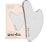 Kitsch Gua Sha Acciaio Inox - Strumento Viso per Modellare e Definire Mascella, Ridurre Doppio Mento, Massaggiatore Drenaggio Linfatico, Cura del Viso e Corpo - Argento