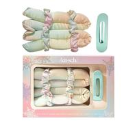 Kitsch Holiday Hair Hero XL Satin Heatless Styling & Flat lay Claw - riccioli e onde senza calore, extra large, elastici in raso e clip per la protezione dei capelli e il comfort - set da 4 pezzi