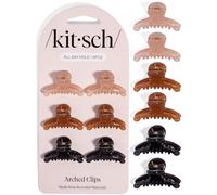 Kitsch Piccoli fermagli per capelli ad arco | Mini fermagli per capelli a tenuta sicura | ideali per sezioni di styling | accessori per capelli in plastica riciclata per donne - rosa lucido nero moka