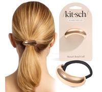Kitsch Polsini per capelli dorati, in metallo, da donna, resistenti, eleganti, per coda di cavallo, trecce e acconciature, accessorio per capelli dorati, M, 1 pezzo