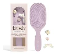 Kitsch Pop Spazzola per capelli da donna con setole flessibili per meno rotture, spazzola districante per capelli bagnati e asciutti, personalizzabile con ciondoli KitschPop - Viola morbido