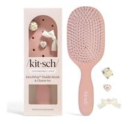 Kitsch Pop Spazzola per capelli da donna con setole flessibili per meno rotture, spazzola districante per capelli bagnati e asciutti, personalizzabile con ciondoli KitschPop - Viola morbido