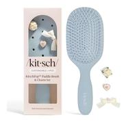 Kitsch Pop - Spazzola piatta per capelli da donna - Spazzola piatta con setole flessibili per meno rotture, spazzola districante per capelli bagnati e asciutti, personalizzabile con ciondoli KitschPop