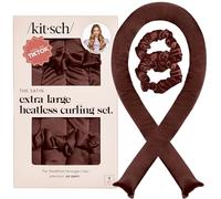 Kitsch Set di arricciacapelli XL in raso senza calore, bigodini per dormire durante la notte, riccioli senza calore, bigodini jumbo senza calore per una notte, senza calore, colore: cioccolato