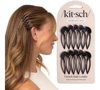 Kitsch Set di 2 pettini francesi in plastica riciclata, colore: nero