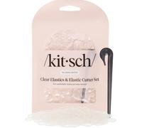 Kitsch Set di 200 elastici in gomma per capelli trasparenti e tagliacapelli nero