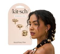 Kitsch Set di 3 spille per pony in metallo, colore: oro