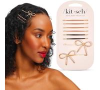 Kitsch Set di 8 forcine in metallo smaltato a forma di fiocco in palissandro