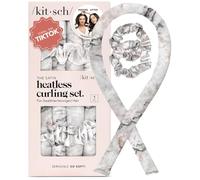 Kitsch Set arricciacapelli in raso senza calore, bigodini per capelli senza calore, bigodini e bigodini caldi per dormire, archetto per arricciare senza calore, arricciacapelli senza calore (marmo)