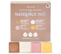 Kitsch Set di campioni da 4 pezzi - Barra di shampoo di riso - Bar di shampoo all'olio di riccino per la crescita - Barra condizionatrice per capelli umettante profonda di olio di cocco, Zero D