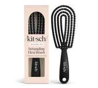 Kitsch Spazzola districante - Spazzola flessibile per capelli ricci per donne, uomini e bambini, spazzola districante con struttura pieghevole e setole ultra lisce per capelli bagnati o asciutti, nero