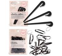 Kitsch Taglierina elastica per capelli con 100 elastici anti-strappo, rimuove le fasce elastiche rapidamente e senza sforzo, 3 pezzi in gomma per capelli, regalo ideale per le donne, nero