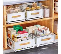 Kitstorack Cassetto Telescopico, Ripiani per Cassetti Estraibili per Armadio da Cucina, Cassetto Scorrevole Estensibile Estraibile con Maniglia (Bianco, 40 Profondità x 25 Larghezza x 16 Altezza cm)