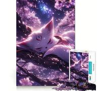 Kitsune addormentata tra i fiori di ciliegio - Puzzle da 1000 pezzi per adolescenti - Richiamo, miglioramento, calma mentale, disegno nitido da collezione 50x75cm