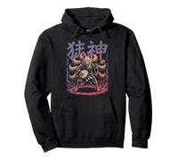 Kitsune Banjo Spirit in Flames, Yokai Fox giapponese Felpa con Cappuccio