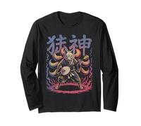 Kitsune Banjo Spirit in Flames, Yokai Fox giapponese Maglia a Manica