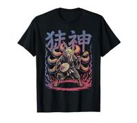 Kitsune Banjo Spirit in Flames, Yokai Fox giapponese Maglietta