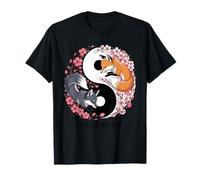 Kitsune Fox, fiori giapponesi, Kawaii e Kitsune Maglietta
