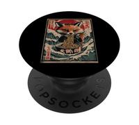 Kitsune Fox Mangiare Ramen Noodles Onda giapponese Ukiyo-e PopSockets PopGrip Adesivo