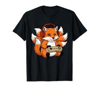 Kitsune Gamer Giapponese Vintage Anime Giappone Ukiyo-e Retro Maglietta