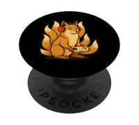 Kitsune Gamer Giapponese Vintage Anime Giappone Ukiyo-e Retro PopSockets PopGrip Adesivo