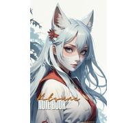 Kitsune Note Book: Carnet de notes Kitsune ligné et illustré avec les esprits des renards japonais White silver