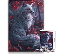 Kitsune Sakura bianco per adulti Puzzle da 1000 pezzi Gioco educativo e divertente per l'apprendimento, regalo perfetto e premuroso per ogni occasione Dimensioni 38x26cm