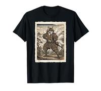 Kitsune Samurai Ukiyo-e Arte Giapponese Maglietta