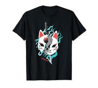 Kitsune Samurai Volpe A Nove Code Maschera Arte Anime Maglietta