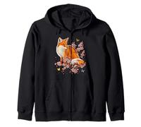 Kitsune Volpe fiori di ciliegio giapponese natura volpe Felpa con Cappuccio