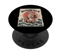 Kitsunezilla Nove Coda Kitsune Retro Giapponese Hokusai Onda PopSockets PopGrip Adesivo
