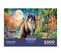 Kitten by River 1000 Pezzi Cat in Moonlit Enchanted Forest Puzzle Giocattoli Puzzle Per Gioco Familiare Decorazione Per La Casa Per Adulti E Ragazzi Regalo Per Amico 70x50cm/1000pcs