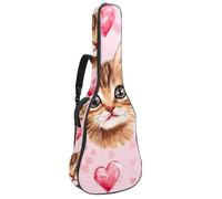 Kitten Faces with Hearts - Custodia per chitarra con motivo senza cuciture, per San Valentino, imbottita, con tasche regolabili per tracolla, Multicolore 01, 42.9x16.9x4.7 in, Zaino casual