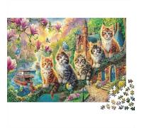 Kitten Family Puzzles 1000 Pezzi Materiale Riciclato Cute Cats Puzzles per Anziani Allentare La Demenza Senile Fun Gioco Per La Famiglia Activity Home 38x26cm/1000pcs